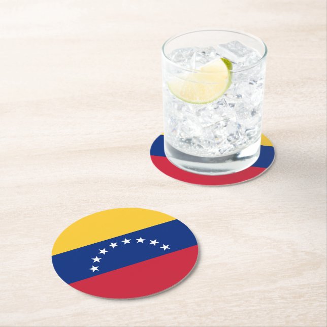 Dessous De Verre Rond Drapeau du Venezuela (En situation)