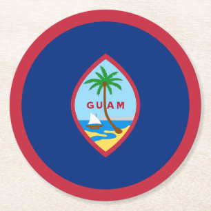 Dessous De Verre Rond Drapeau Guam