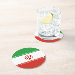 Dessous De Verre Rond Drapeau iranien
