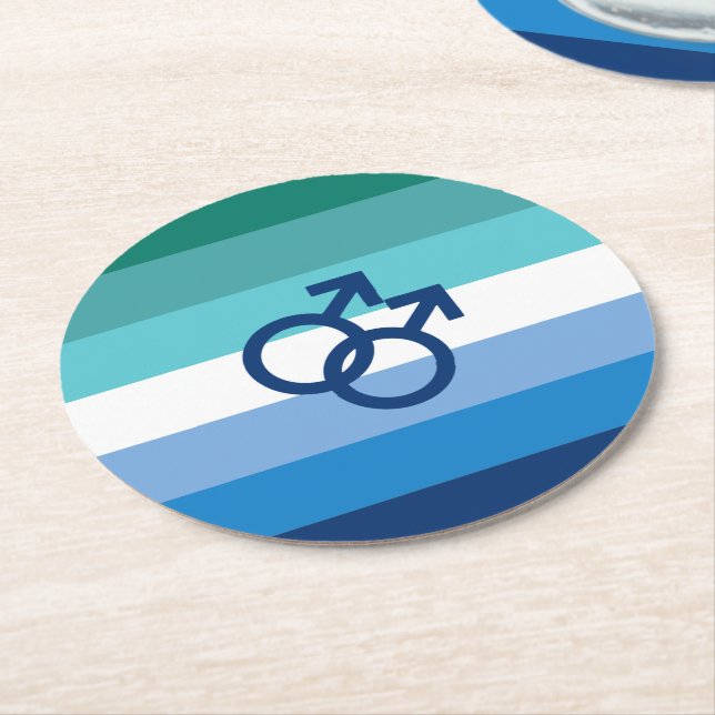 Dessous De Verre Rond Drapeau MLM Gay Male Pride (Incliné)