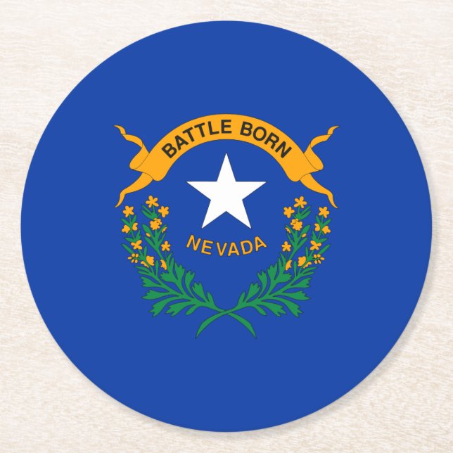 Dessous De Verre Rond Drapeau national du Nevada (Devant)