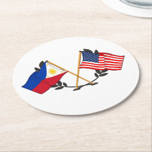 Dessous De Verre Rond Drapeau philippin américain Patrimoine philippin V