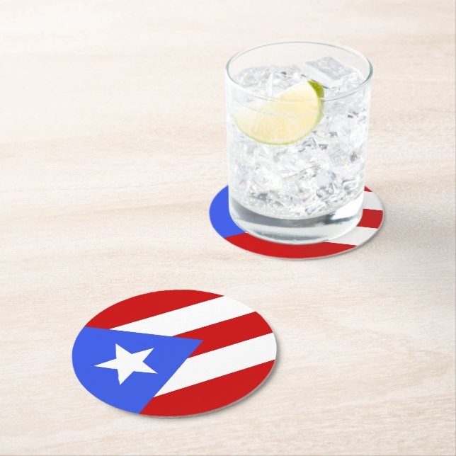 Dessous De Verre Rond Drapeau Porto Rico (En situation)