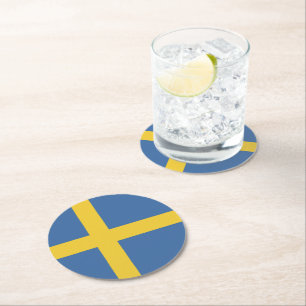 Dessous De Verre Rond Drapeau suédois