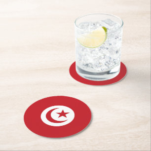 Dessous De Verre Rond Drapeau tunisien