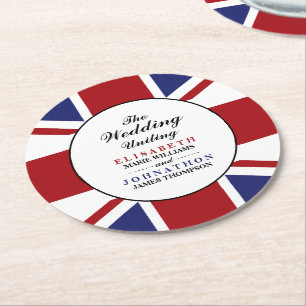 Dessous De Verre Rond Drapeau Union Jack Mariage britannique