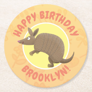 Dessous De Verre Rond Drôle armadillo joyeux dessin animé