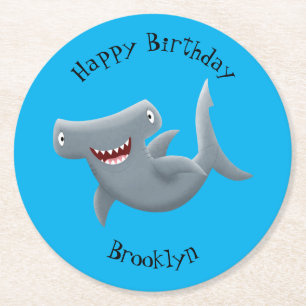 Dessous De Verre Rond Drôle mignon requin marteau dessin animé