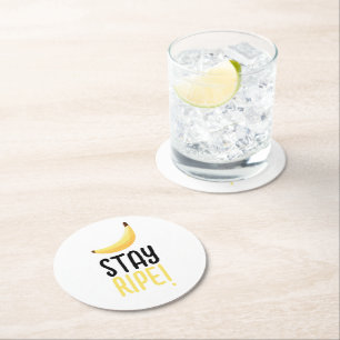 Dessous De Verre Rond Drôles de faveurs de fête à thème banane rétro ave