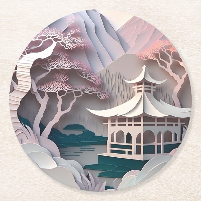 Dessous de verre rond du pavillon de découpe de pa (Devant)