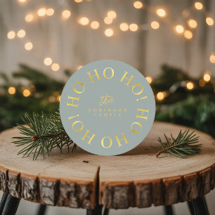 Dessous De Verre Rond Earthy Green Gold Noël Ho Ho Ho ID1009