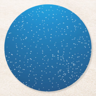 Dessous De Verre Rond Eau Bleue Profonde Et Petites Bulles