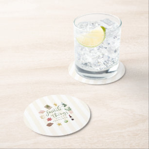 Dessous De Verre Rond Échange de cadeaux de Noël