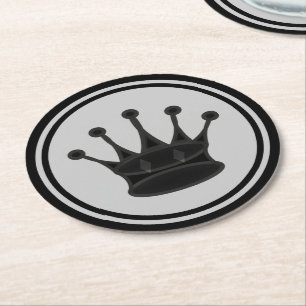 Dessous De Verre Rond Échecs noirs de la Reine