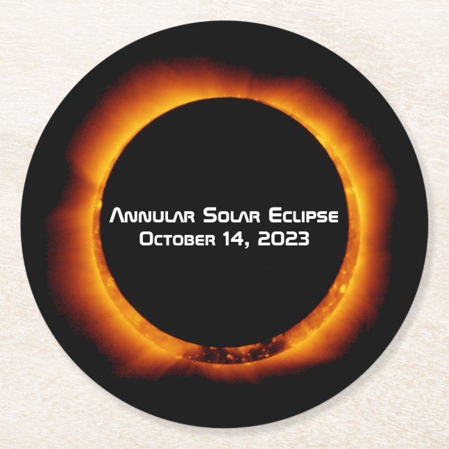 Dessous De Verre Rond Éclipse solaire annuelle 2023 (Devant)
