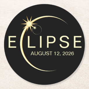Dessous De Verre Rond Éclipse solaire, événement d'astronomie 2026