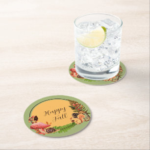 Dessous De Verre Rond Écureuil et nature avec texte personnalisable