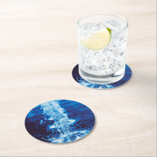 Dessous De Verre Rond Effet eau bleu cristal