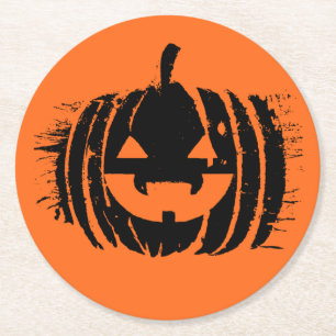 Dessous De Verre Rond Éffrayant Citrouille de rire Halloween