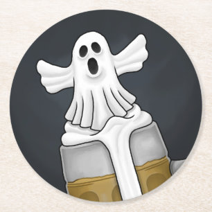 Dessous De Verre Rond Éffrayant fantôme d'Halloween