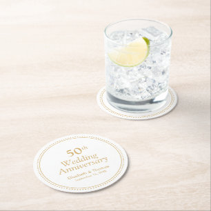 Dessous De Verre Rond Élégant 50e anniversaire de Mariage