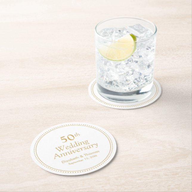 Dessous De Verre Rond Élégant 50e anniversaire de Mariage (En situation)