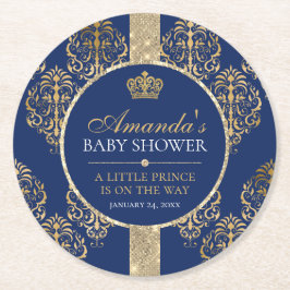 Dessous De Verre Rond Élégant Baby shower Royal Prince
