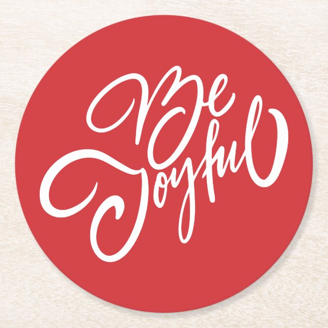 Dessous De Verre Rond Elégant Be Joyful Holiday Design (Devant)