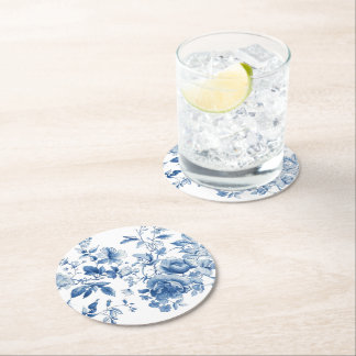 Dessous De Verre Rond Elegant Blue Toile Chinoiserie Bridal Shower