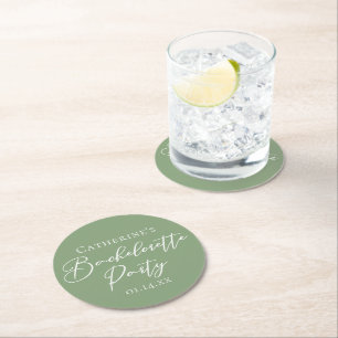 Dessous De Verre Rond Élégant Enterrement de Vie de Jeune Fille Vert Sau