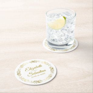 Dessous De Verre Rond Elégant Gold Filigree Simple Mariage chic