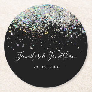 Dessous De Verre Rond Élégant Holographique Parties scintillant brillant