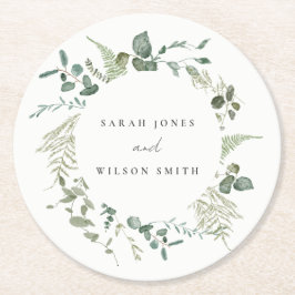 Dessous De Verre Rond Elégant Mariage d'aquarelle d'Eucalyptus Botanique