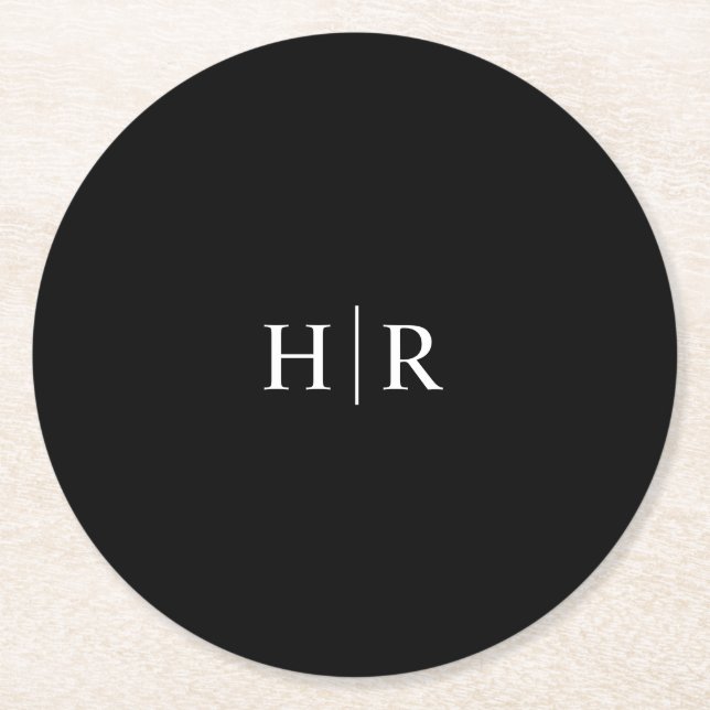 Dessous De Verre Rond Élégant Monogramme simple (Devant)