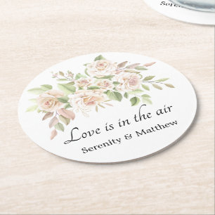 Dessous De Verre Rond Élégant Rose Love Blush Rose Floral Mariage rond 