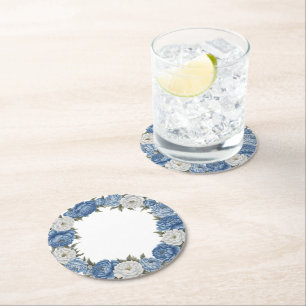 Dessous De Verre Rond Élégant simple Fleur Bleue Blanche de style chinoi