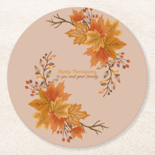 Dessous De Verre Rond Élégant Thanksgiving divertissant
