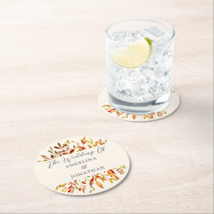 Dessous De Verre Rond Elégante aquarelle Feuilles Automne Mariage Person