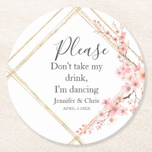 Dessous De Verre Rond Élégante fleur de cerisier Je danse