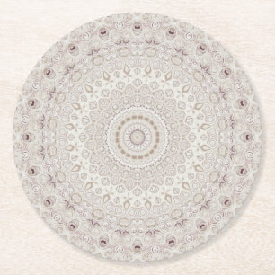Dessous De Verre Rond Elégante Médaille Boho Beige