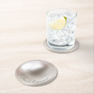 Dessous De Verre Rond Elégantes perles et bridal shower prosecco 