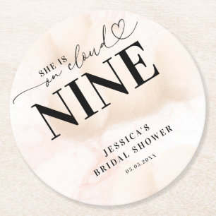 Dessous De Verre Rond Elle est sur Cloud Nine Heart Script Bridal Shower