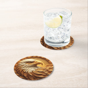 Dessous De Verre Rond  Emblème d'aigle doré 