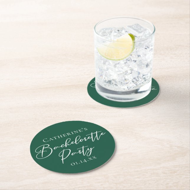 Dessous De Verre Rond Emerald Green Bachelorette Party Personalized (En situation)