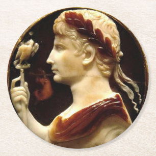 Dessous De Verre Rond Empereur Octavien Auguste Empire romain Cameo