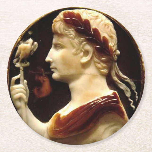 Dessous De Verre Rond Empereur Octavien Auguste Empire romain Cameo (Devant)