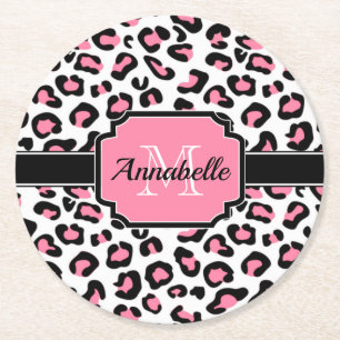 Dessous De Verre Rond Empreinte de léopard rose