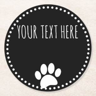 Dessous De Verre Rond Empreinte de patte de chien texte personnalisé noi