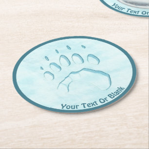 Dessous De Verre Rond Empreinte de patte d'ours polaire
