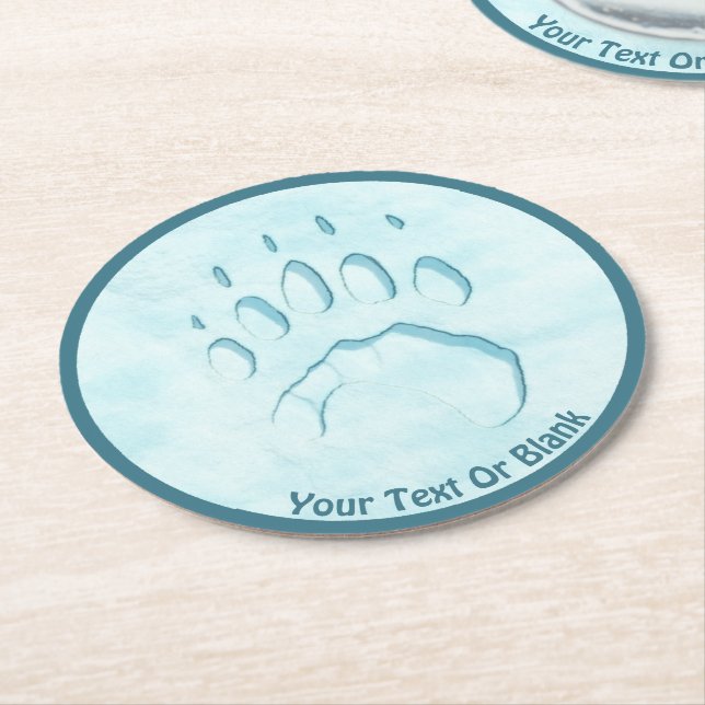 Dessous De Verre Rond Empreinte de patte d'ours polaire (Incliné)